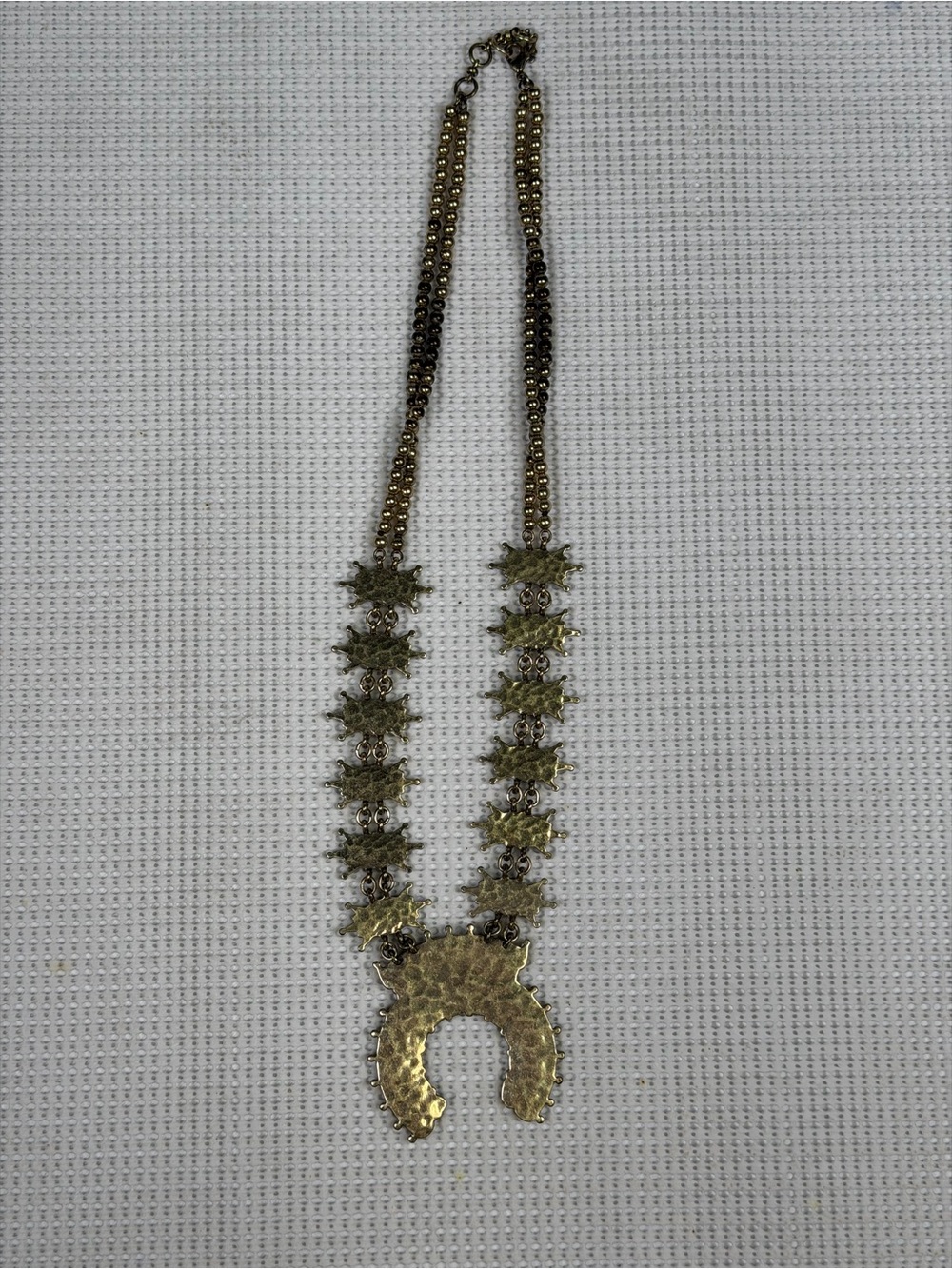 Faux Turquoise Statement Pendant Necklace - Squash Blossom Style - Picture 10 of 16